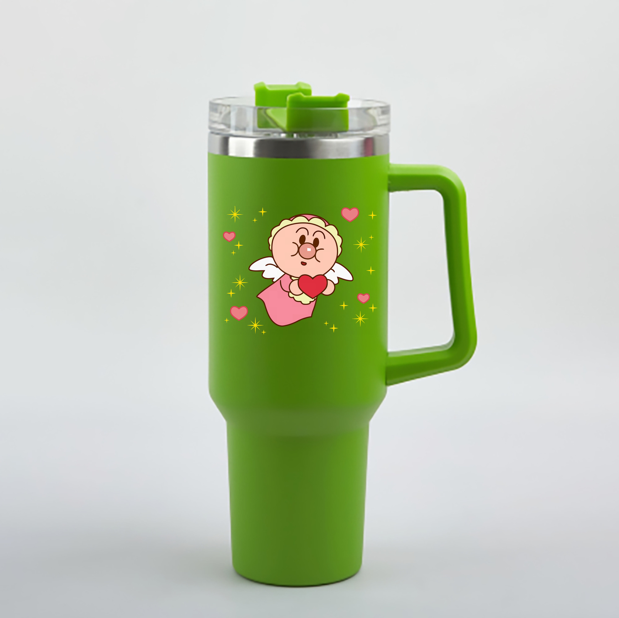 （画像用） アンパンマン Anpanman 1200mL車用タンブラー - クリスタルステッカー（プラスチックストロー付き）